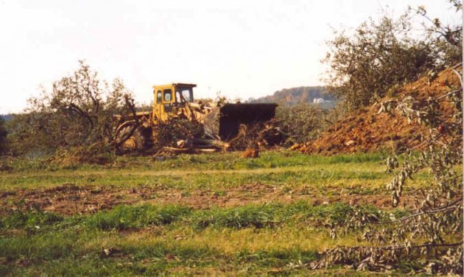 Bulldozer in field