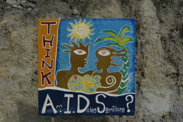 Government sign promoting awareness of AIDS