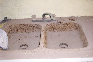 Ash-covered sink