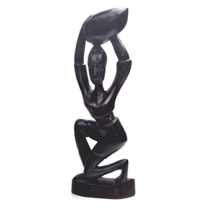 Sculpture of a woman with a container by Caribbean artist Frednill