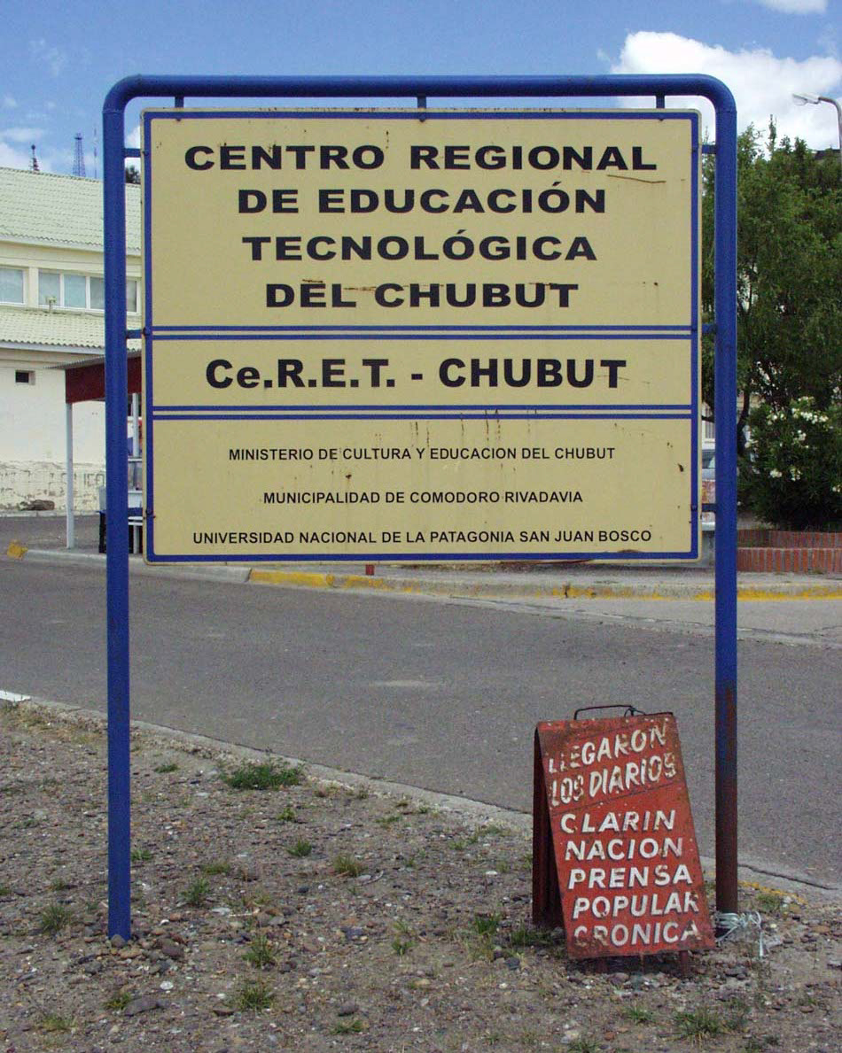 Education center sign at site of building formerly used as the YPF Company Store, K3